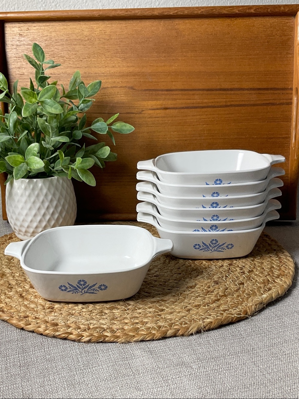 Vintage CorningWear Blue Cornflower P-41-B Set of 7 Casserole Dishes
